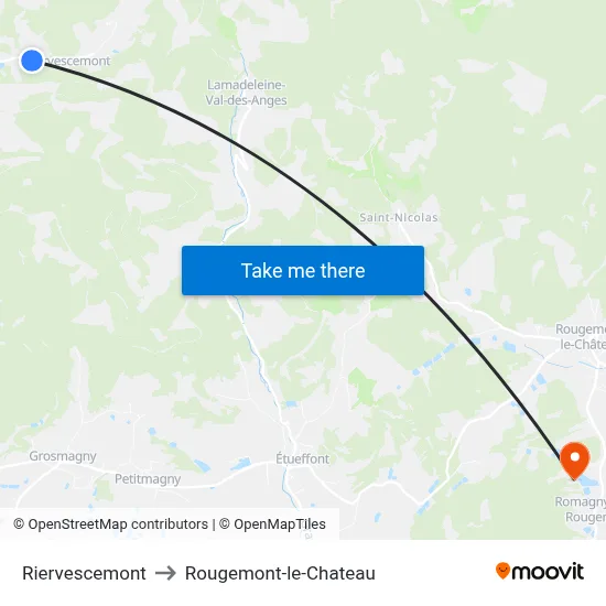 Riervescemont to Rougemont-le-Chateau map