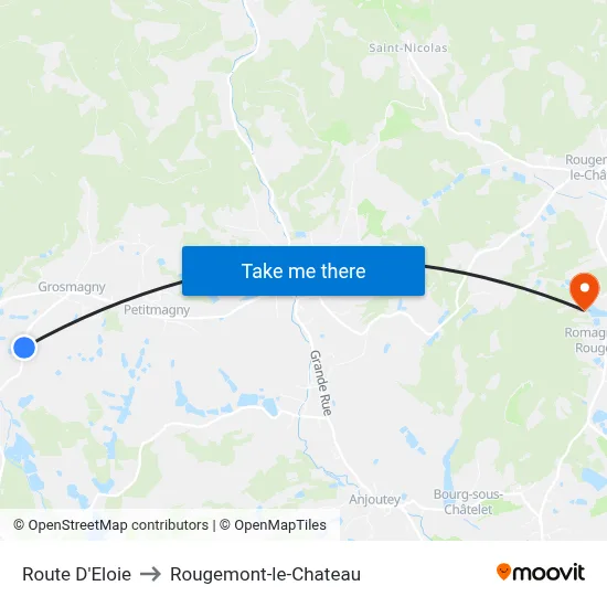 Route D'Eloie to Rougemont-le-Chateau map