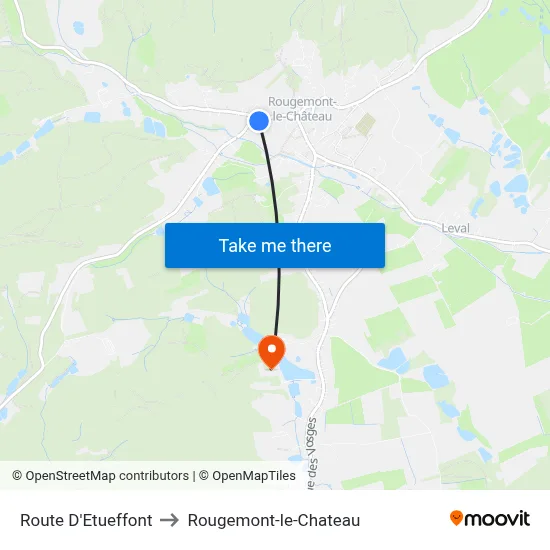 Route D'Etueffont to Rougemont-le-Chateau map
