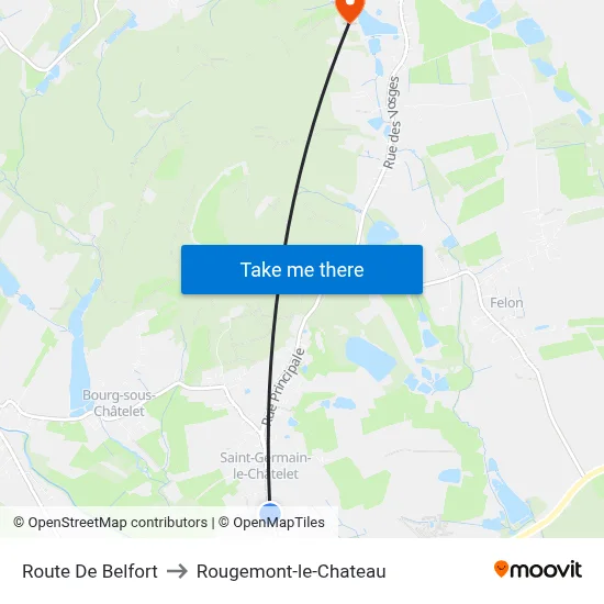 Route De Belfort to Rougemont-le-Chateau map