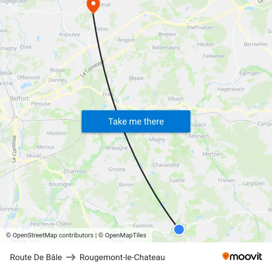 Route De Bâle to Rougemont-le-Chateau map