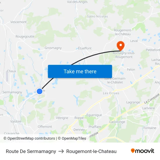 Route De Sermamagny to Rougemont-le-Chateau map