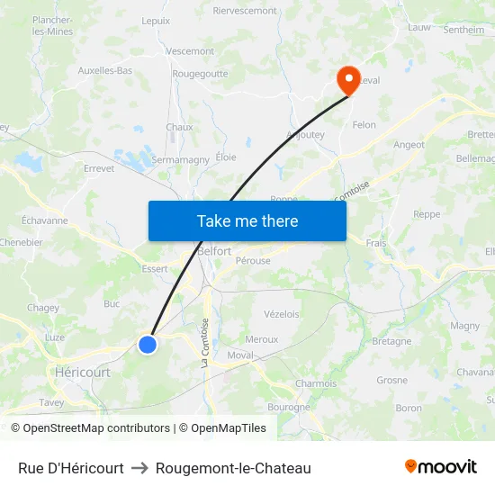 Rue D'Héricourt to Rougemont-le-Chateau map
