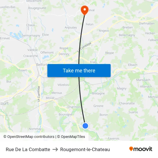 Rue De La Combatte to Rougemont-le-Chateau map