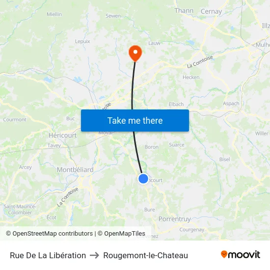 Rue De La Libération to Rougemont-le-Chateau map