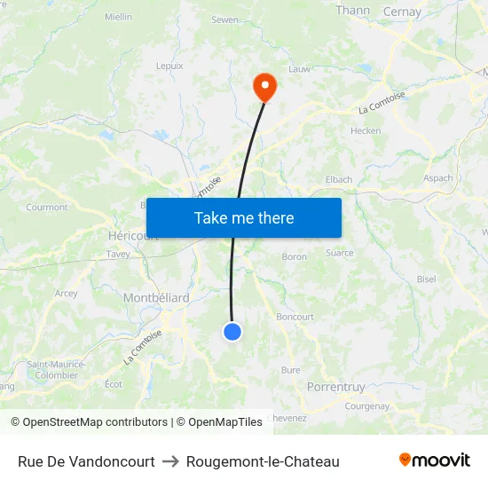 Rue De Vandoncourt to Rougemont-le-Chateau map