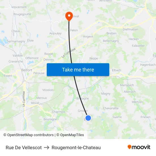 Rue De Vellescot to Rougemont-le-Chateau map