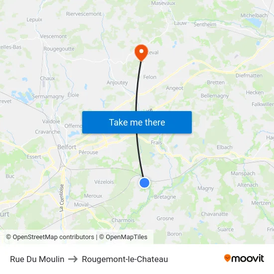 Rue Du Moulin to Rougemont-le-Chateau map