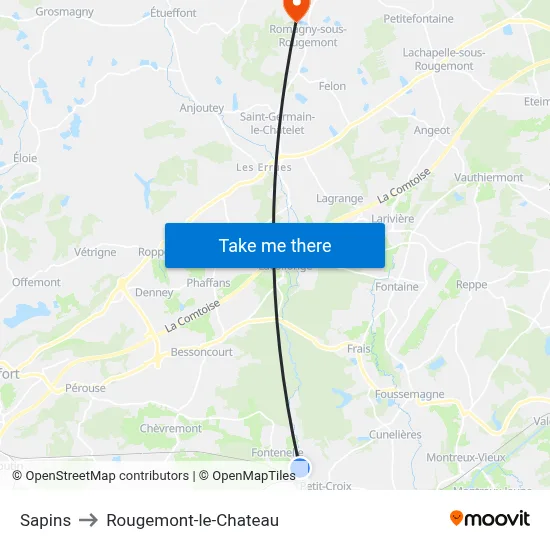 Sapins to Rougemont-le-Chateau map