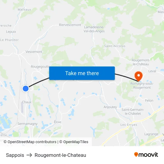Sappois to Rougemont-le-Chateau map