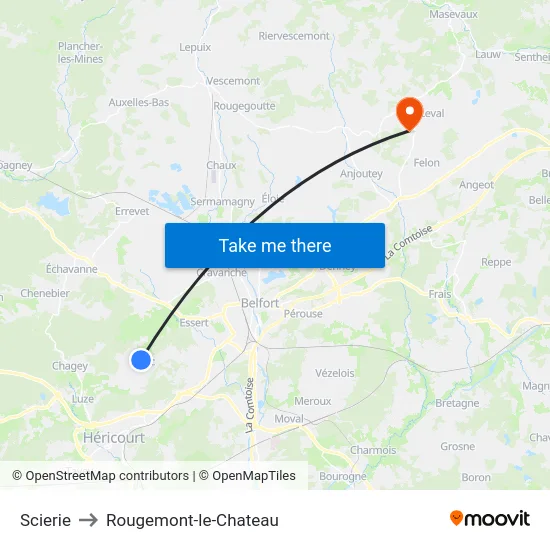 Scierie to Rougemont-le-Chateau map