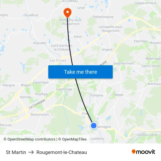 St Martin to Rougemont-le-Chateau map
