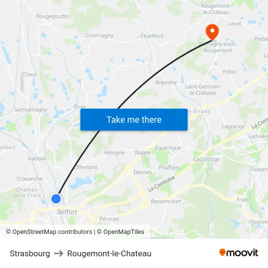 Strasbourg to Rougemont-le-Chateau map