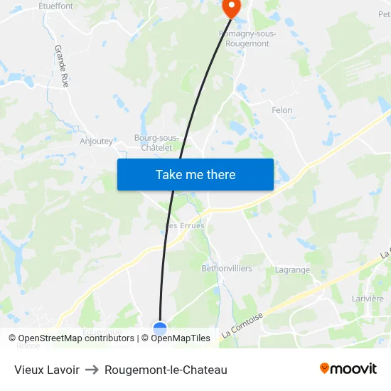 Vieux Lavoir to Rougemont-le-Chateau map