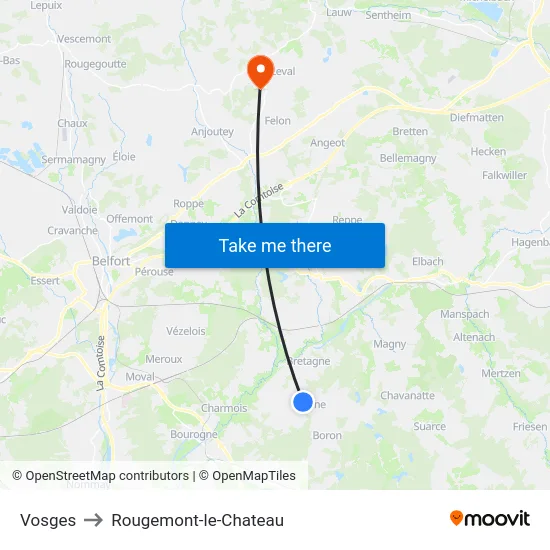 Vosges to Rougemont-le-Chateau map