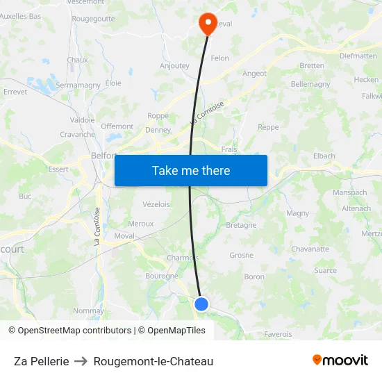 Za Pellerie to Rougemont-le-Chateau map