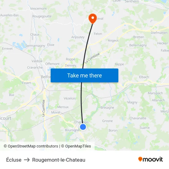 Écluse to Rougemont-le-Chateau map