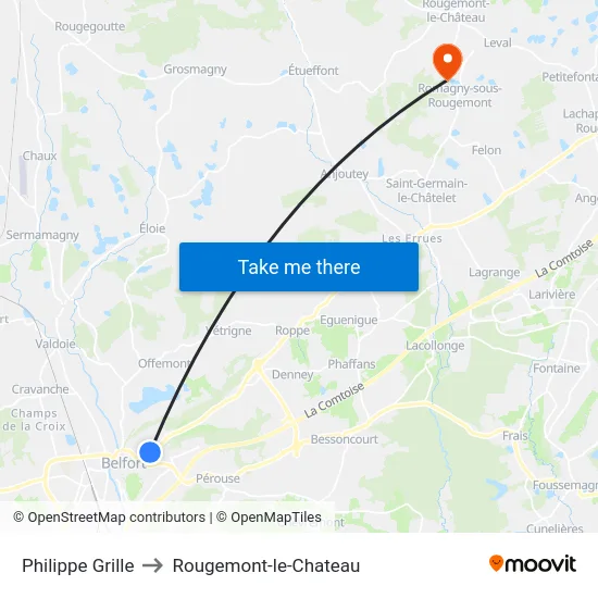 Philippe Grille to Rougemont-le-Chateau map