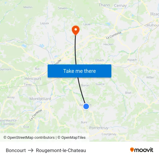 Boncourt to Rougemont-le-Chateau map