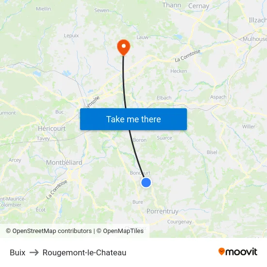 Buix to Rougemont-le-Chateau map