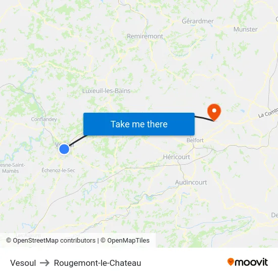 Vesoul to Rougemont-le-Chateau map