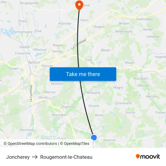Joncherey to Rougemont-le-Chateau map