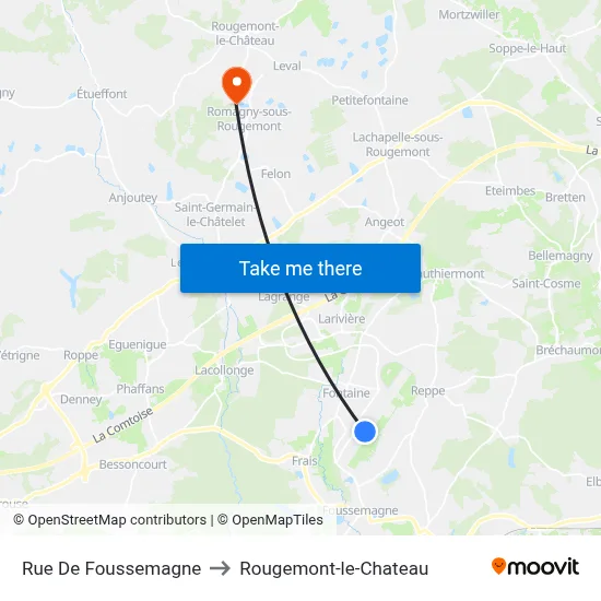 Rue De Foussemagne to Rougemont-le-Chateau map