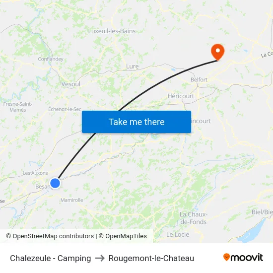 Chalezeule - Camping to Rougemont-le-Chateau map