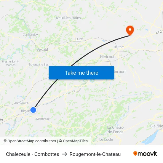 Chalezeule - Combottes to Rougemont-le-Chateau map
