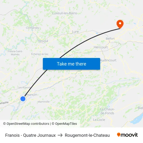 Franois - Quatre Journaux to Rougemont-le-Chateau map