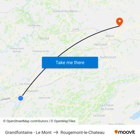 Grandfontaine - Le Mont to Rougemont-le-Chateau map
