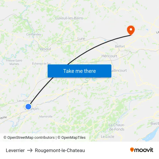 Leverrier to Rougemont-le-Chateau map