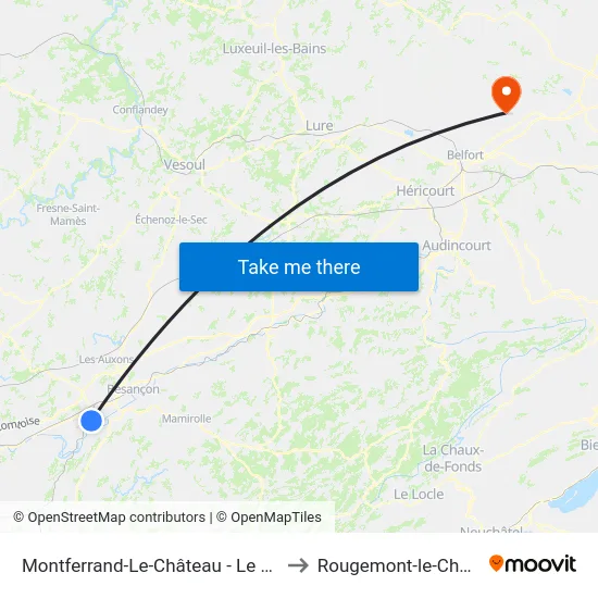 Montferrand-Le-Château - Le Bochet to Rougemont-le-Chateau map