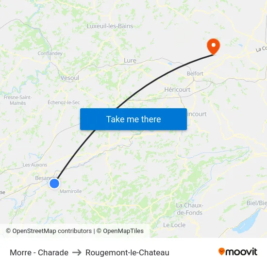 Morre - Charade to Rougemont-le-Chateau map