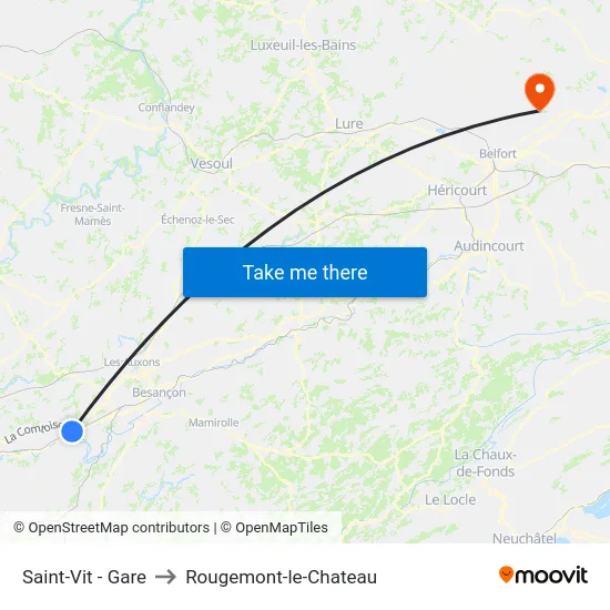Saint-Vit - Gare to Rougemont-le-Chateau map