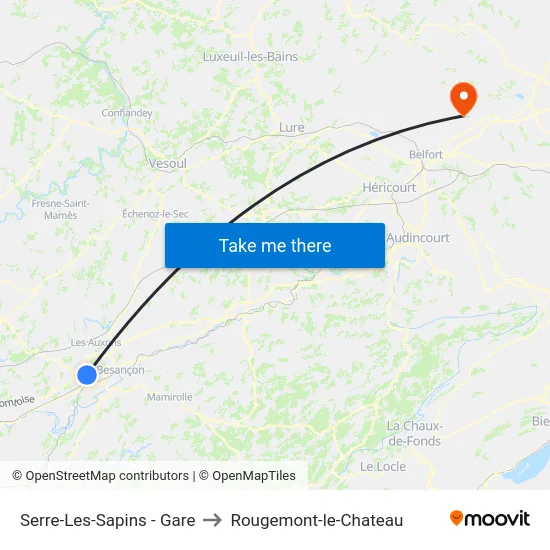 Serre-Les-Sapins - Gare to Rougemont-le-Chateau map