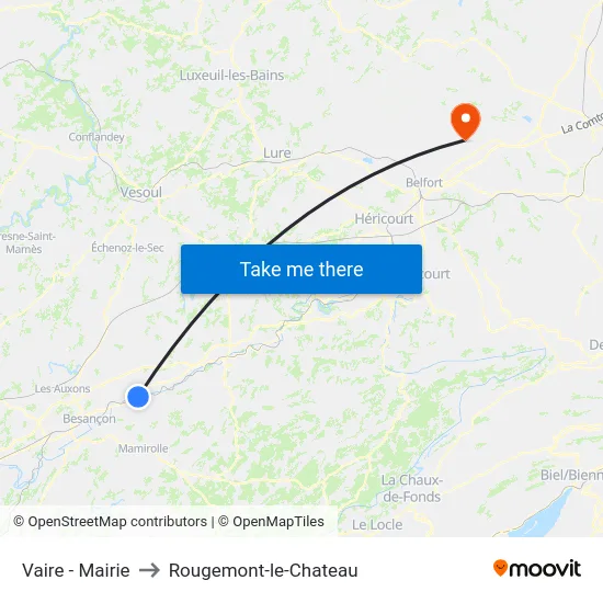 Vaire - Mairie to Rougemont-le-Chateau map