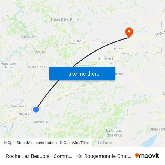 Roche-Lez-Beaupré - Commerce to Rougemont-le-Chateau map