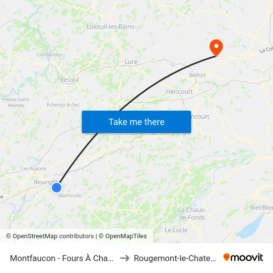 Montfaucon - Fours À Chaux to Rougemont-le-Chateau map