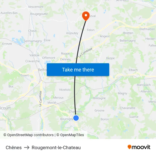 Chênes to Rougemont-le-Chateau map