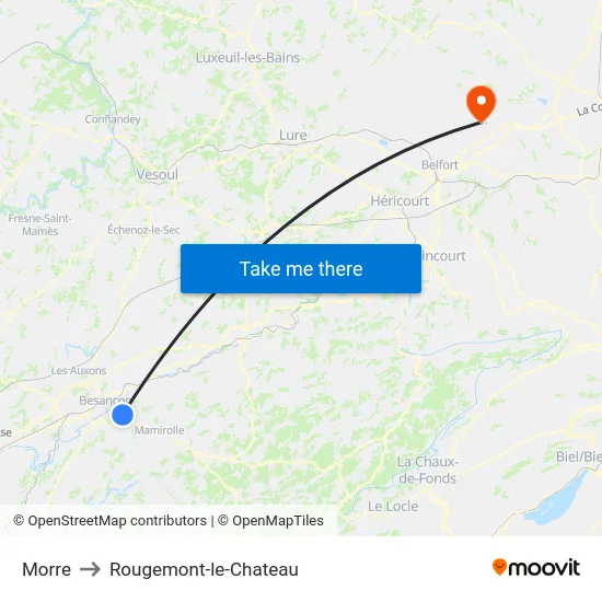 Morre to Rougemont-le-Chateau map