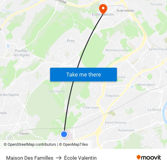 Maison Des Familles to École Valentin map
