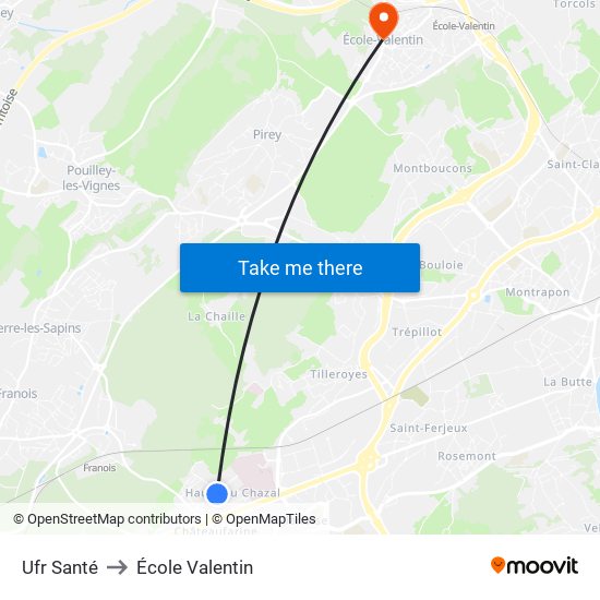 Ufr Santé to École Valentin map
