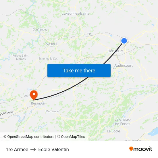 1re Armée to École Valentin map