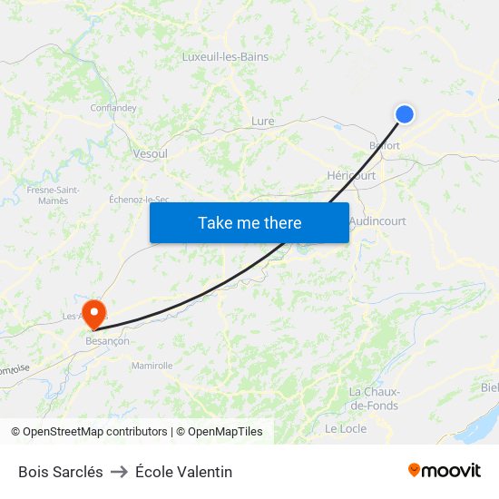 Bois Sarclés to École Valentin map