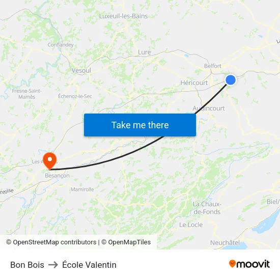 Bon Bois to École Valentin map