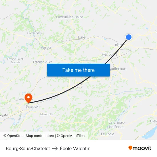 Bourg-Sous-Châtelet to École Valentin map
