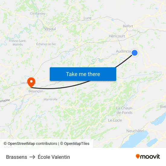 Brassens to École Valentin map