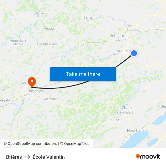 Brières to École Valentin map