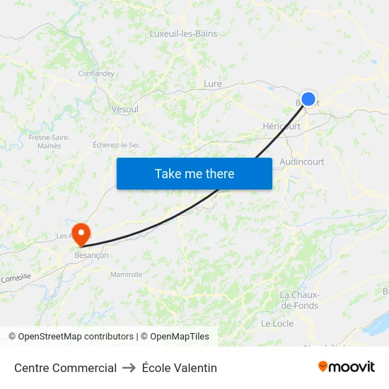 Centre Commercial to École Valentin map